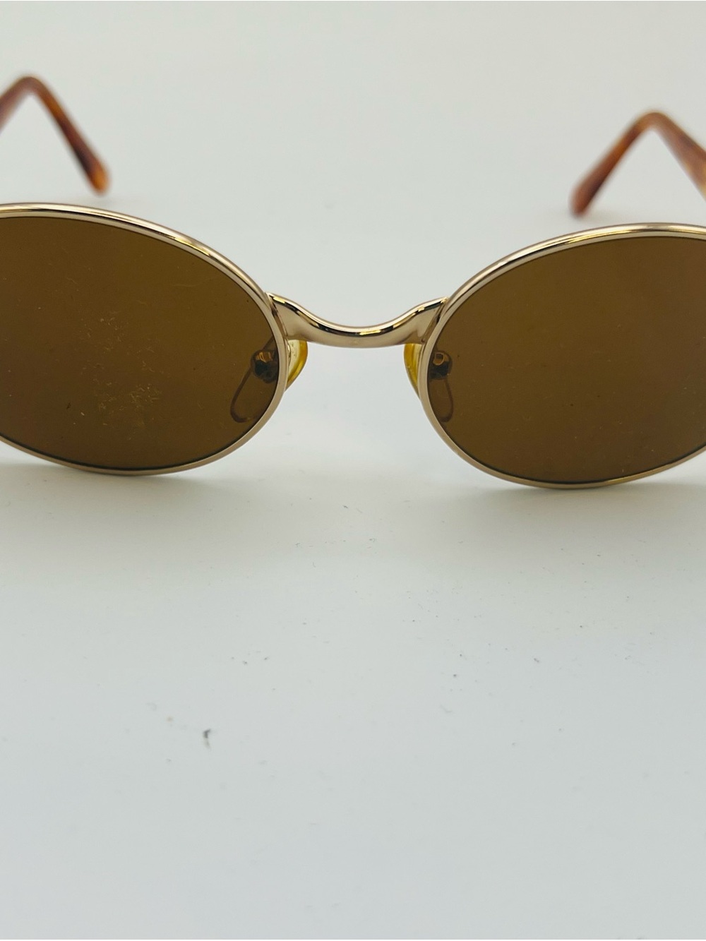 Vintage Unisex Persol Gold Frame Brown Lens Oval Sunglasses